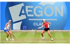 BIRMINGHAM, ENGLAND - JUNE 15:  Ashleigh Barty (R) and Casey Dellacqua of Australia in action during the Doubles Final during Day Seven of the Aegon Classic at Edgbaston Priory Club on June 15, 2014 in Birmingham, England.  (Photo by Tom Dulat/Getty Images)